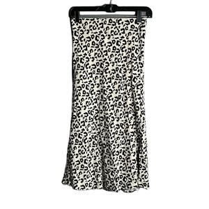 Leith Tan and Black Leopard Print Pull On Midi Skirt Size XS